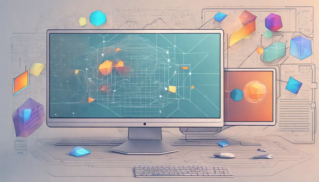 Computador e inteligência artificial interagindo com dados para ilustrar a inovação na criação de conteúdo, perfeito para blog sobre IA generativa.