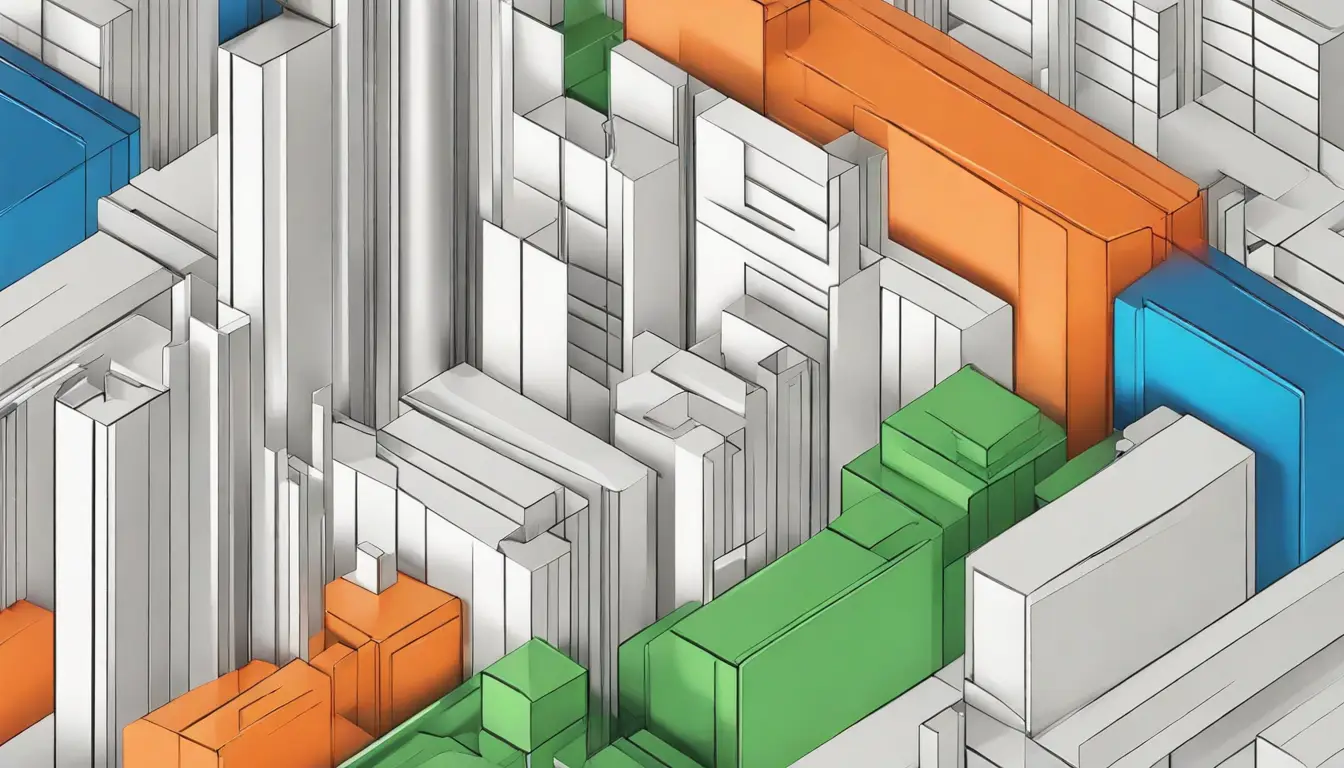 Gráfico de barras 3D colorido destacando empresas de sucesso em azul, verde e laranja.