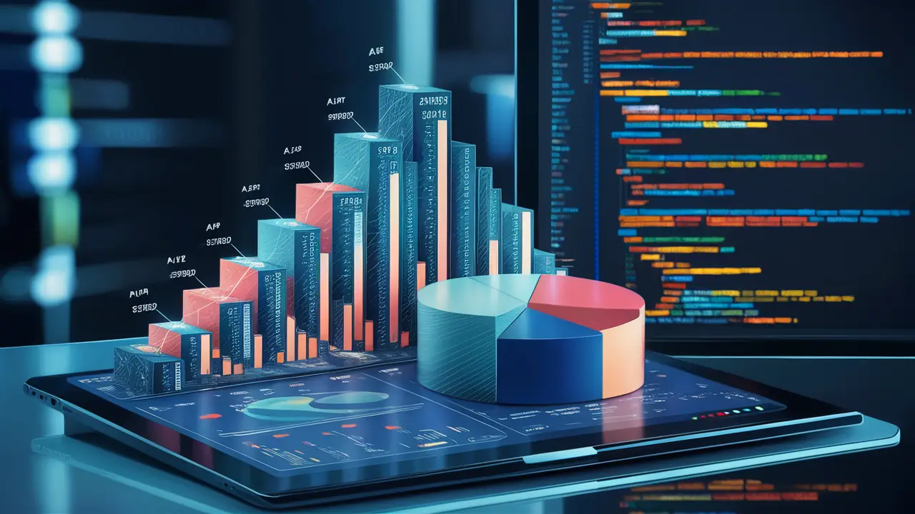 Complex graph and pie chart illustrating API pricing tiers on a computer screen.