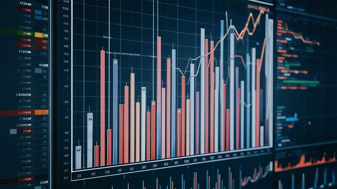 Gráfico de barras do Power BI ao lado de uma planilha do Excel com dados de vendas em tela de computador.