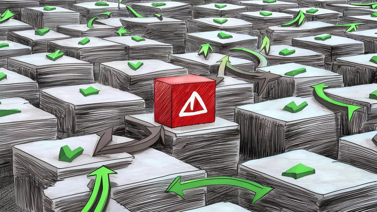 Database tables with one highlighted column marked with a red warning symbol among others with green checkmarks.