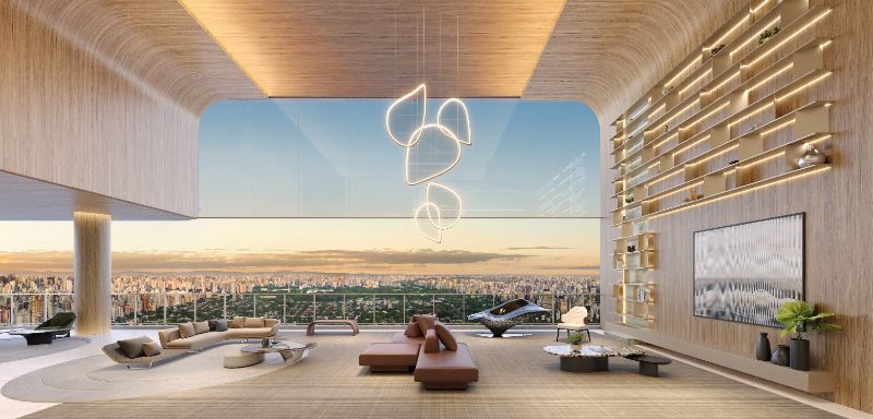 Fachada moderna do edifício Epic com design assinado pela Pininfarina em Jardim Europa, São Paulo 