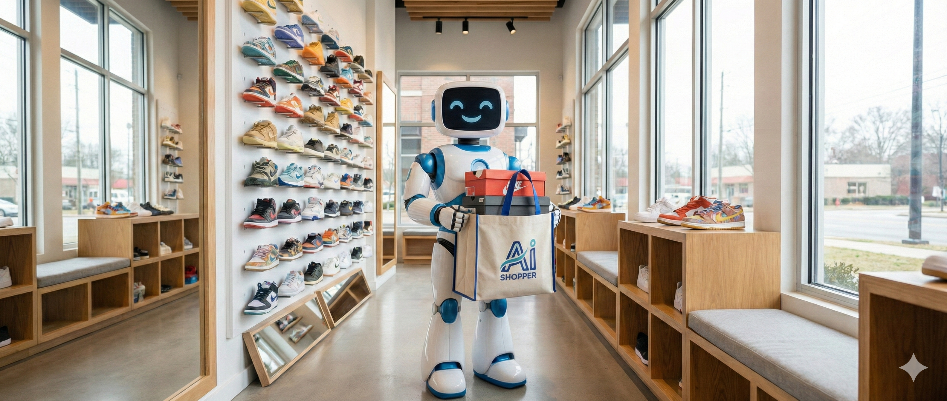 Painel digital mostrando agentes de IA negociando compras para e-commerce 