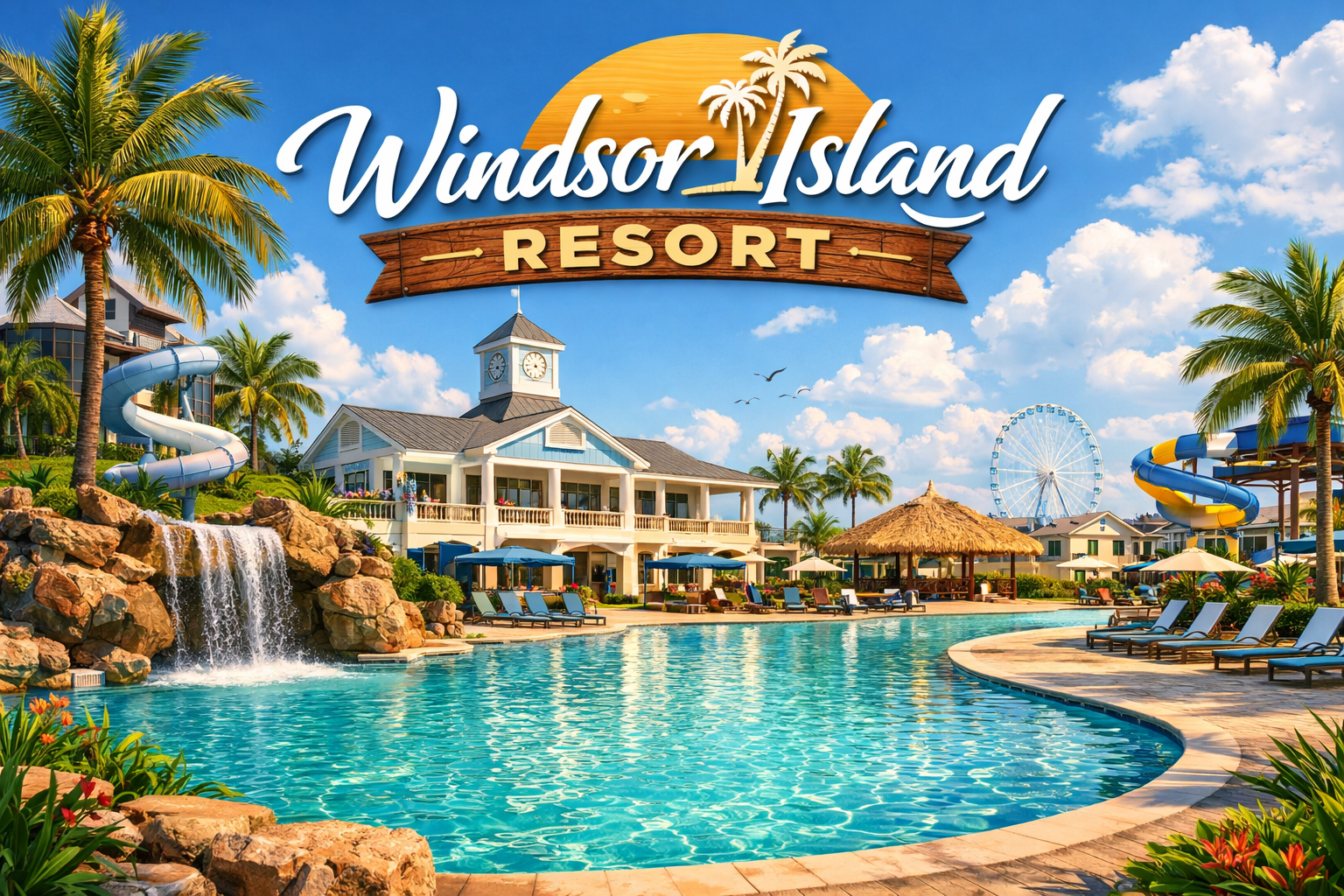 Casa de luxo no Windsor Island Resort com piscina privativa ao pôr do sol 