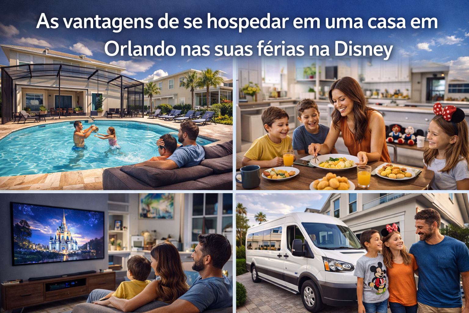 Área integrada de casa de temporada com sala, cozinha e brinquedos infantis organizada. 