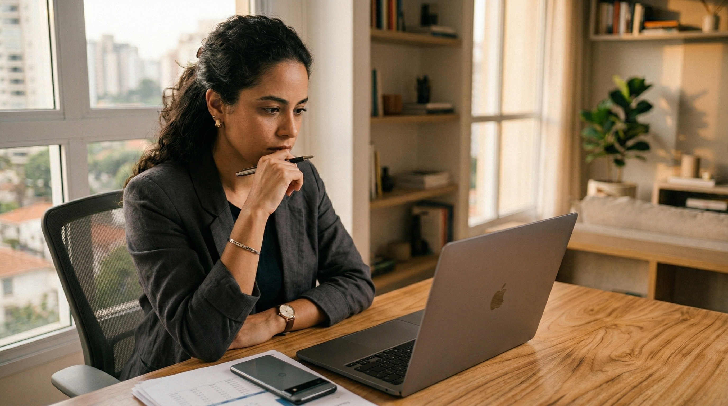Profissional PJ organizando documentos para declaração do IRPF 2026