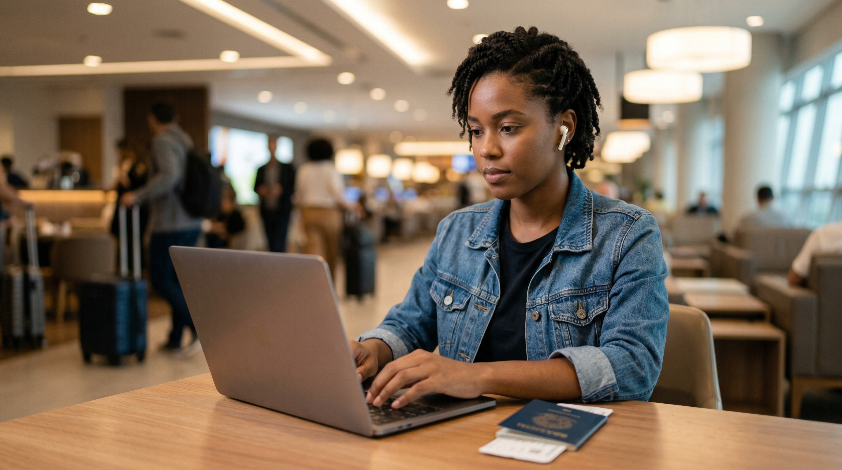 Mesa de trabalho com invoice internacional impressa, mapa-múndi e itens de câmbio e segurança digital 