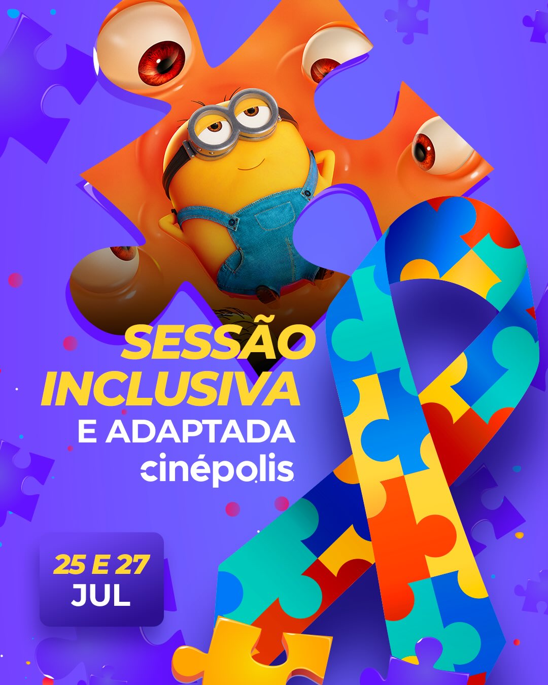 Sessão Inclusiva da Cinépolis exibe Minions & Monstros com ambiente adaptado para pessoas com TEA em Manaus