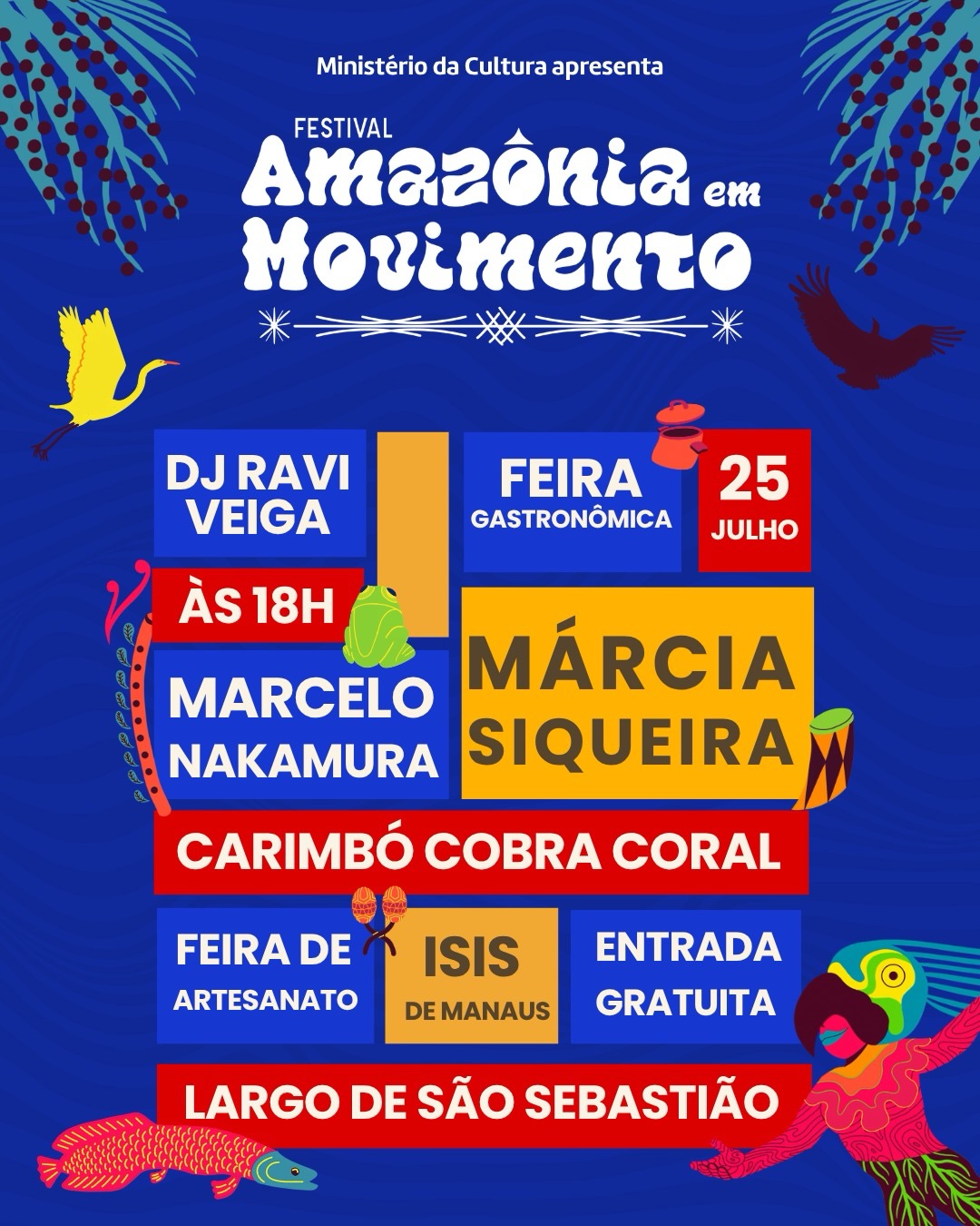 Festival Amazônia em Movimento leva música, cultura e gastronomia ao Largo São Sebastião neste sábado