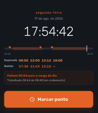 Profissional de RH observando totem de ponto eletrônico digital em ambiente corporativo 